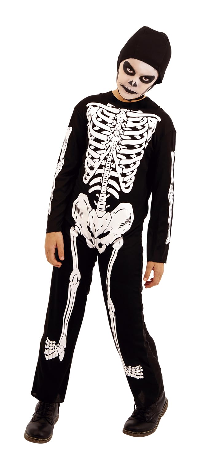 Rubies Costume Skelito per bambino e bambina, Tuta stampato e cappuccio, Ufficiale, Scheletro, Skeletons per Halloween, Feste e Cosplay L (8-10 anni)