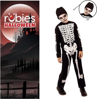 Rubies Costume Skelito per bambino e bambina, Tuta stampato e cappuccio, Ufficiale, Scheletro, Skeletons per Halloween, Feste e Cosplay L (8-10 anni)