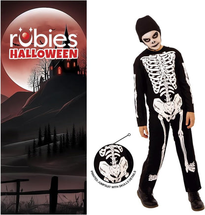 Rubies Costume Skelito per bambino e bambina, Tuta stampato e cappuccio, Ufficiale, Scheletro, Skeletons per Halloween, Feste e Cosplay L (8-10 anni)