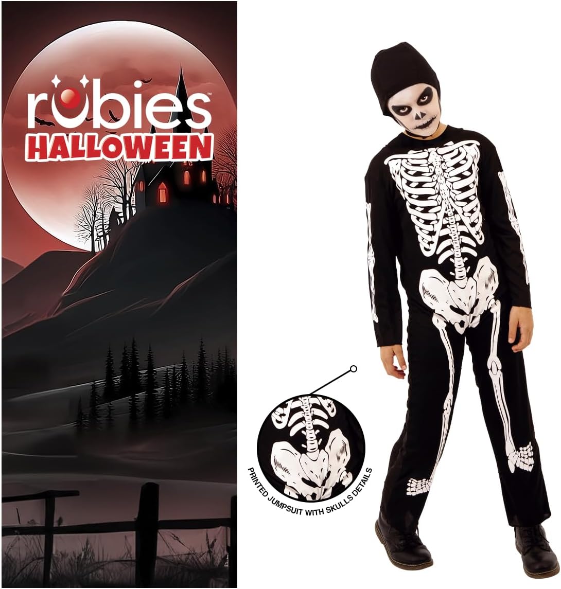 Rubies Costume Skelito per bambino e bambina, Tuta stampato e cappuccio, Ufficiale, Scheletro, Skeletons per Halloween, Feste e Cosplay TW (11-13 anni)