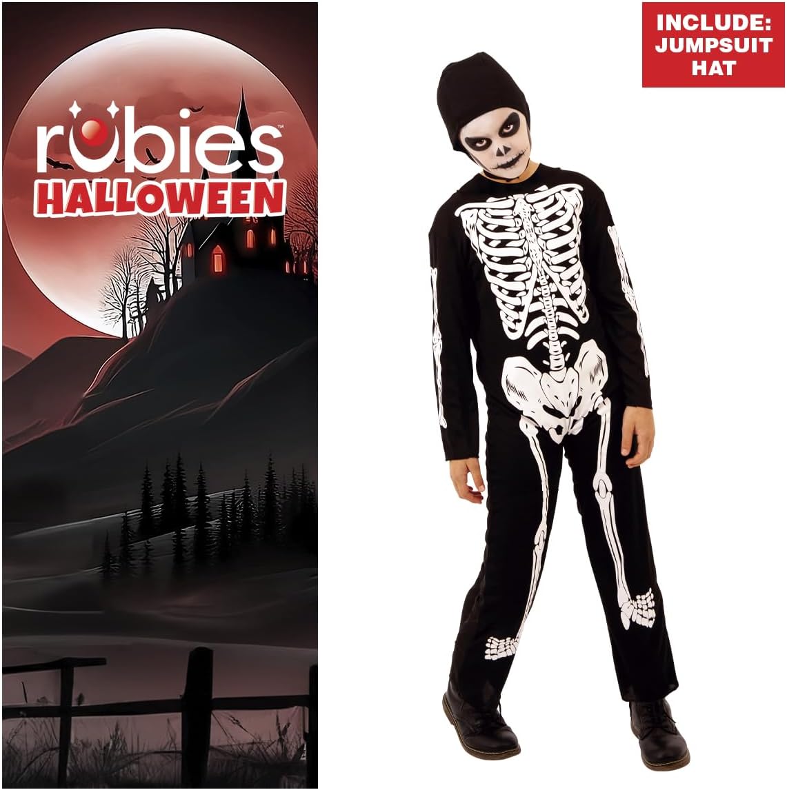 Rubies Costume Skelito per bambino e bambina, Tuta stampato e cappuccio, Ufficiale, Scheletro, Skeletons per Halloween, Feste e Cosplay TW (11-13 anni)