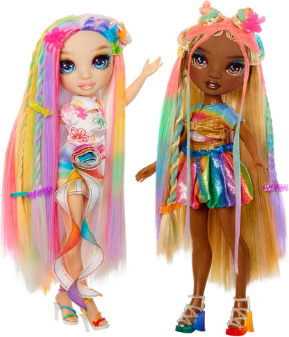 RAINBOW HIGH Hair Chalk & Style Poupée - Meline - Poupée Or & Arc-en-Ciel 28 cm, Craie à Cheveux Lavable, Colorez, Coiffez, Jouez, Rincez et Recommencez, Enfants de 4 à 12 Ans et +