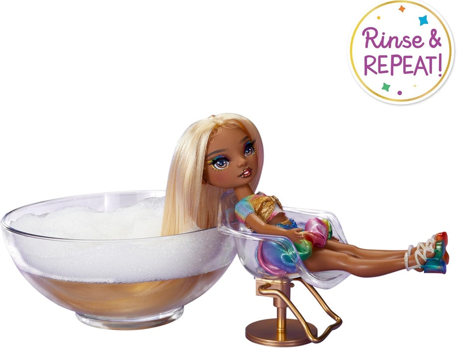 Rainbow High Hair Chalk & Style Doll - Meline - 28 cm Rainbow & Gold Doll, Washable Hair Chalk, Colour, Style, Play, Rinse, & Repeat, For Children Ages 4 to 12+