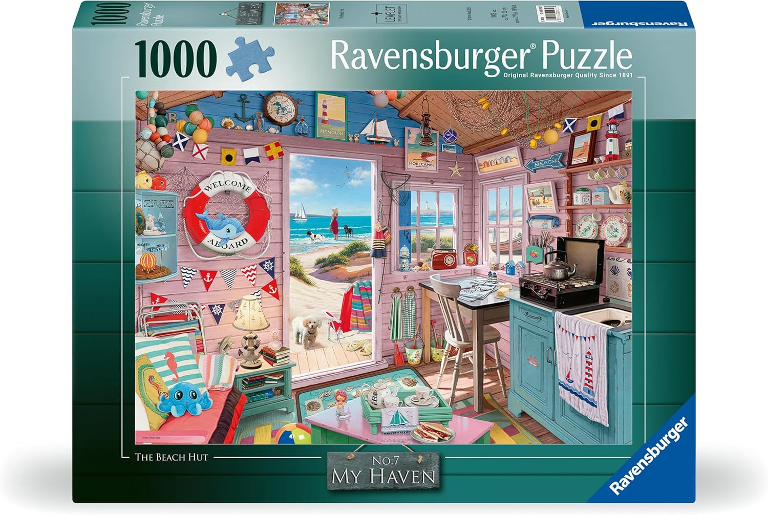 Ravensburger Puzzle 2D 1000 elementów: Chatka NA plaży, Nowy Design