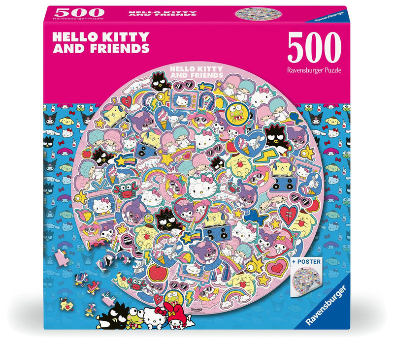 Ravensburger Hello Kitty Gifts - Circular Shaped 500 Piece Jigsaw Puzzle for Women, Girls, Adults and Kids Age 10 Years Up