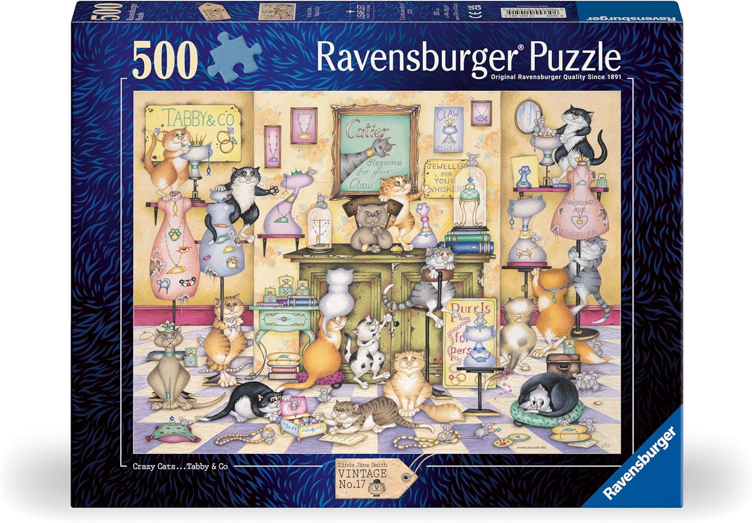 Ravensburger Crazy Cats Tabby & Co 500 Piece Jigsaw Puzzle for Adults and Kids Age 10 Years Up
