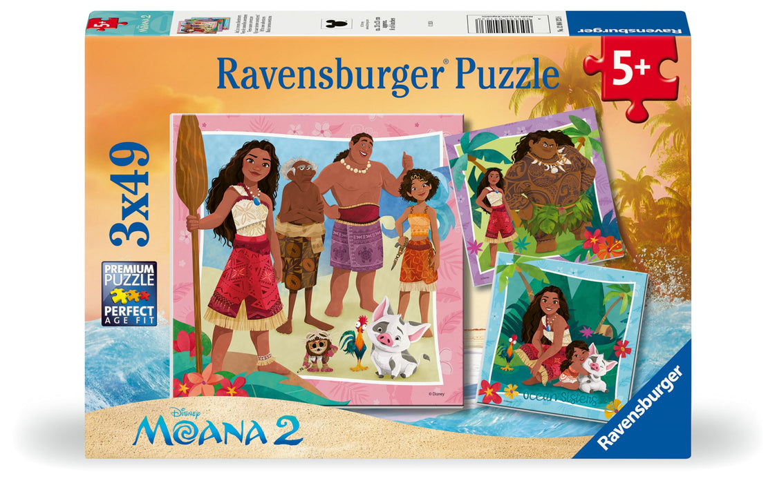 Ravensburger Disney Moana 2 Toys - Jigsaw Puzzles for Kids Age 5 Years Up - 3x 49 Pieces