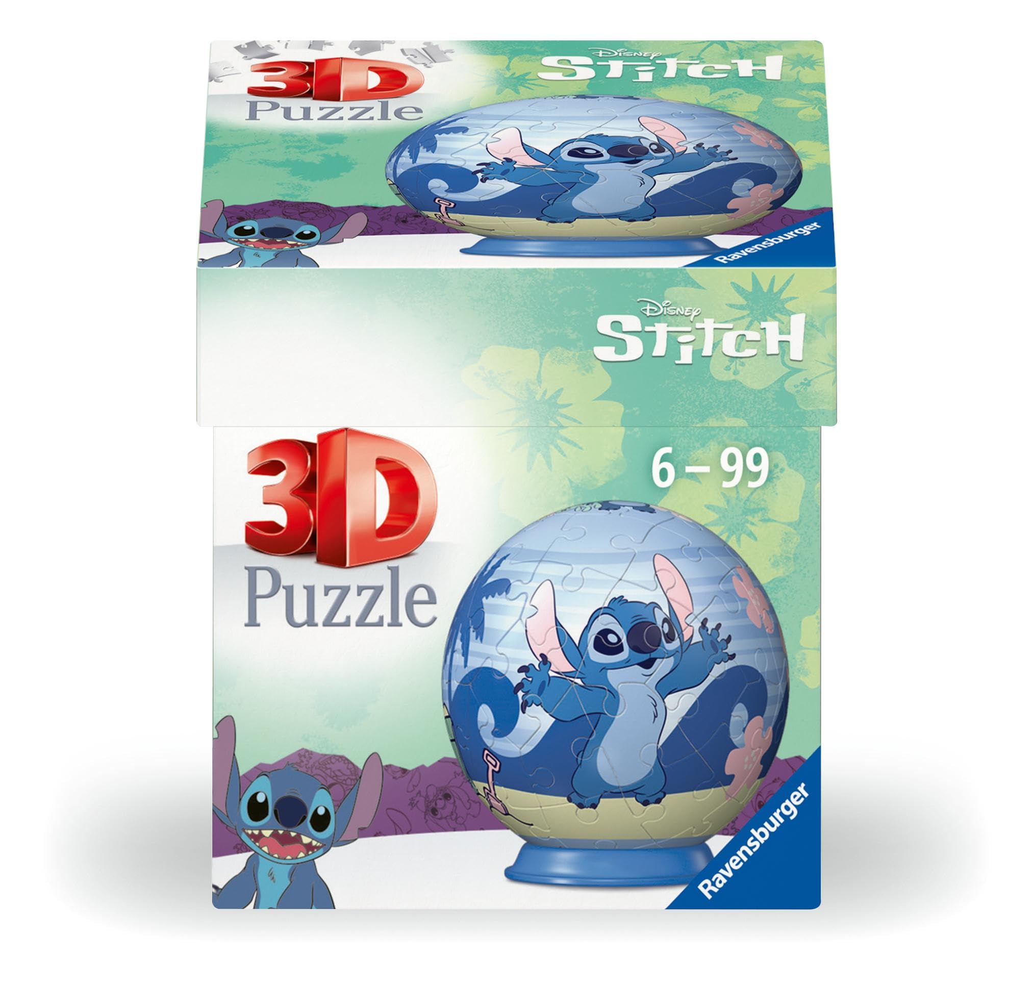 Ravensburger - Puzzle 3D Niños Disney Stich | Puzzles 3D para Niños De 6 Años O Más | Maquetas para Montar De 55 Piezas | Regalo Niño 6 Años O Más