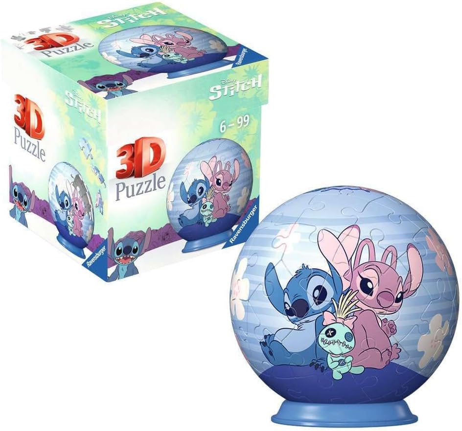 Ravensburger - Puzzle 3D Niños Disney Angel y Stich | Puzzles 3D para Niños De 6 Años O Más | Maquetas para Montar De 55 Piezas | Regalo Niño 6 Años O Más