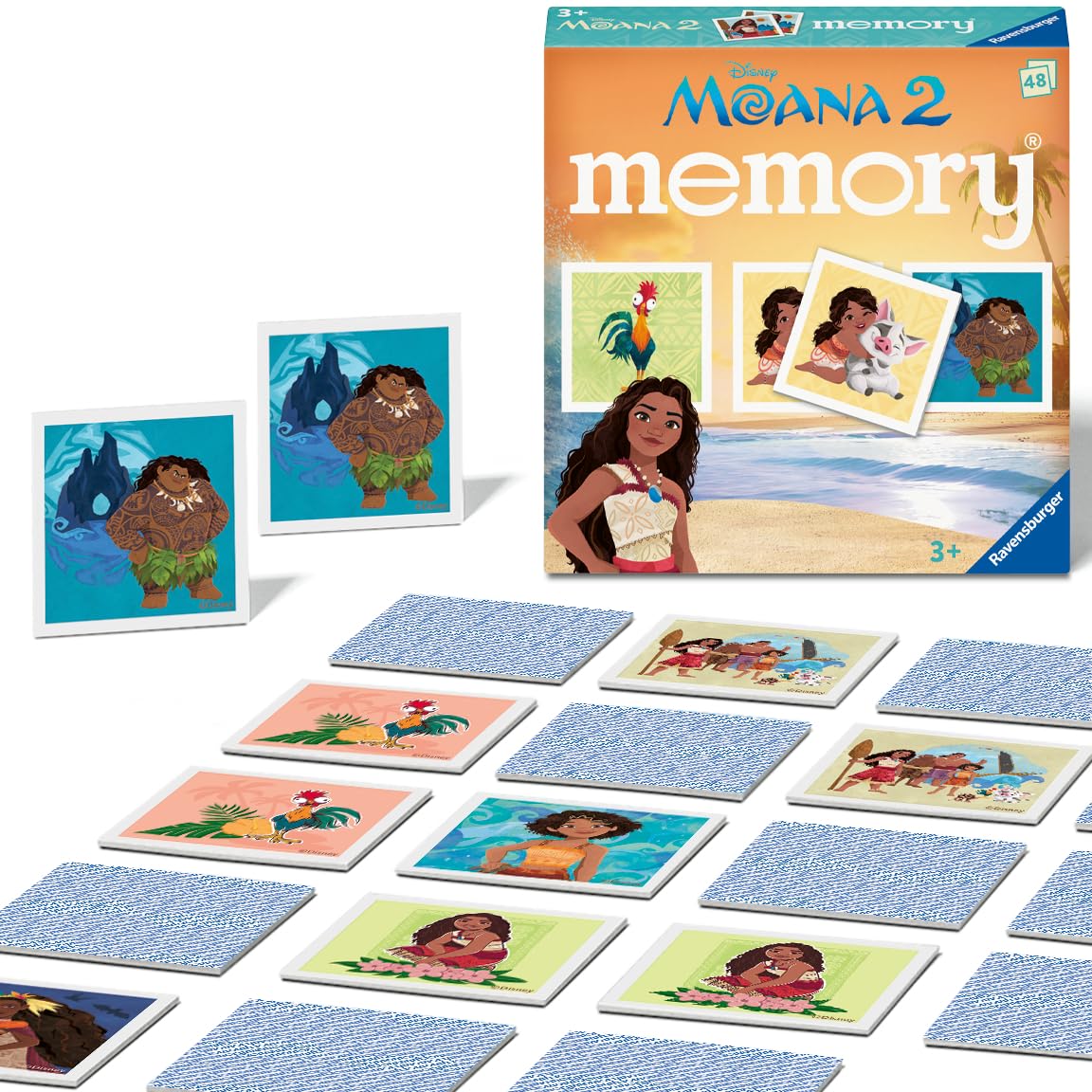 Ravensburger Disney Moana 2 Toys and Gifts - Mini Memory Matching Picture Snap Pairs Game For Kids Age 3 Years and Up