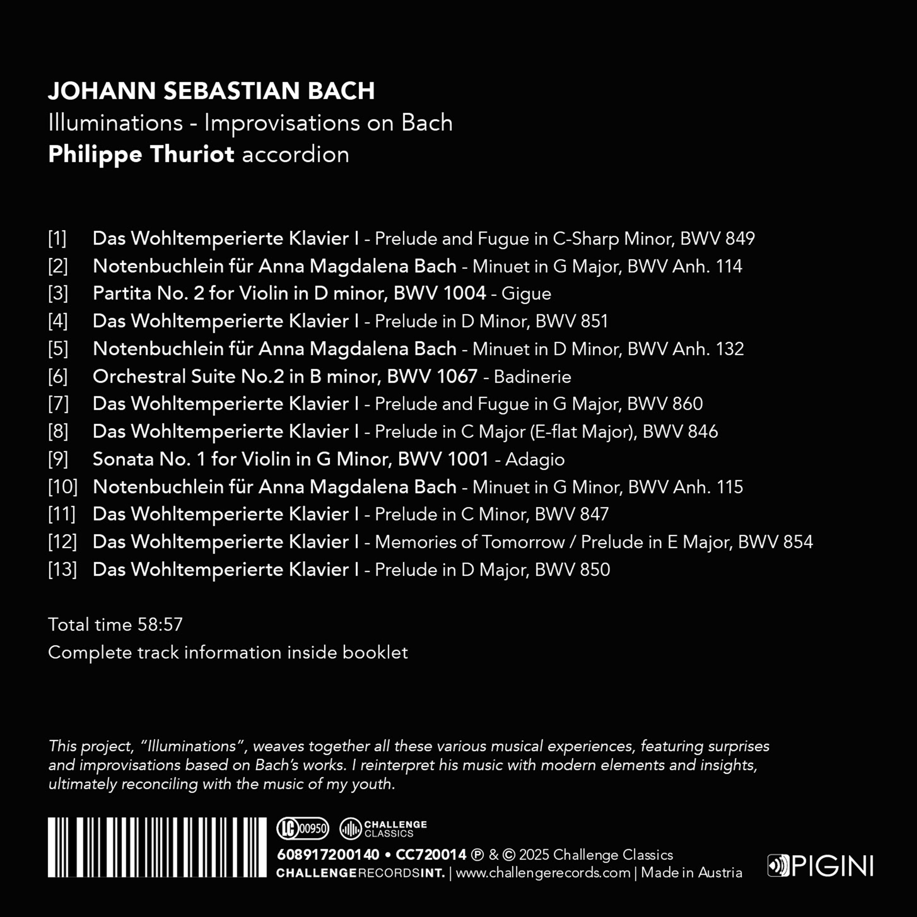 Johann Sebastian Bach: Illuminations: Improvisations On Bach