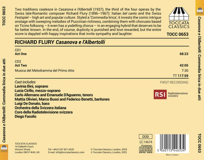Richard Flury: Casanova E L'Albertolli: Commedia Lirica in Due Atti