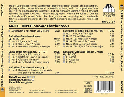 Marcel Dupré: Piano and Chamber Works