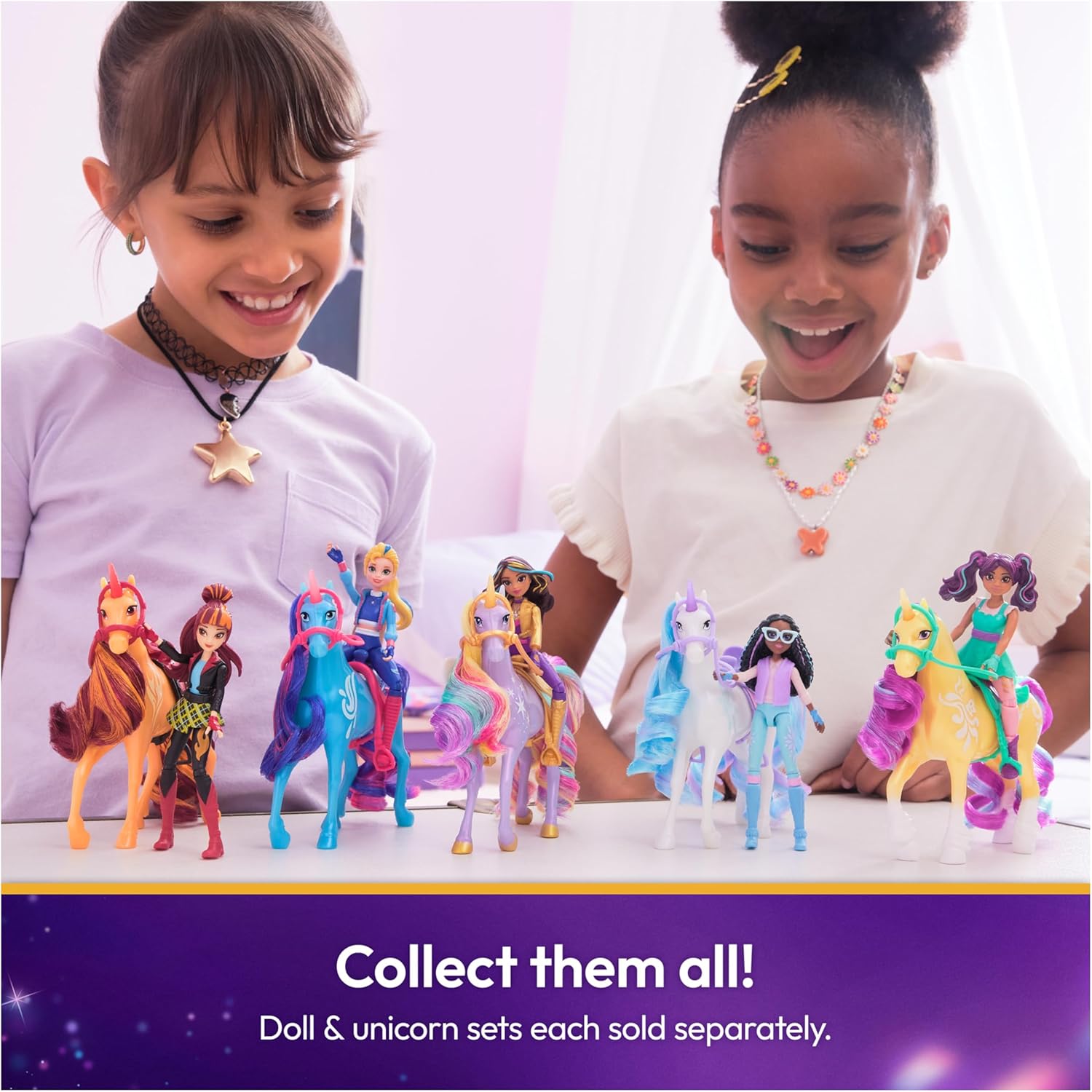 Unicorn Academy, Ava Doll and Colour-Change Leaf Unicorn Stall Playset with 15 Accessories, Dolls Toys for Girls Aged 4 and up