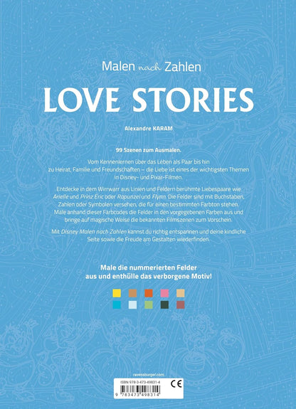 Malen nach Zahlen Disney: Love Stories - Malbuch für Erwachsene