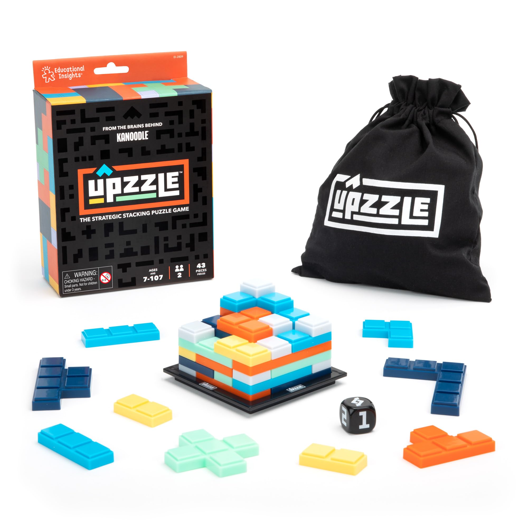 Learning Resources Upzzle Strategic Stacking Puzzle Game, Brain Teaser Puzzle Game, Gifts for 7 Year Old Girls and Boys, Travel Game for 2 Players
