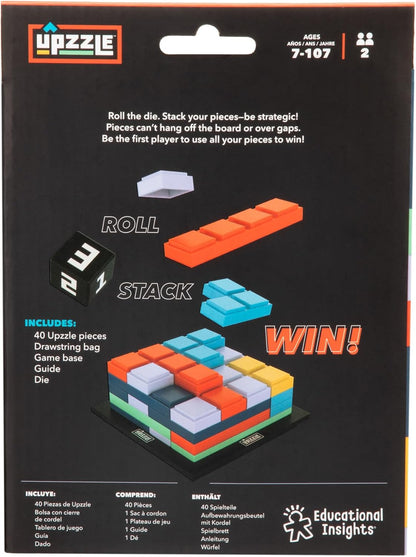 Learning Resources Upzzle Strategic Stacking Puzzle Game, Brain Teaser Puzzle Game, Gifts for 7 Year Old Girls and Boys, Travel Game for 2 Players