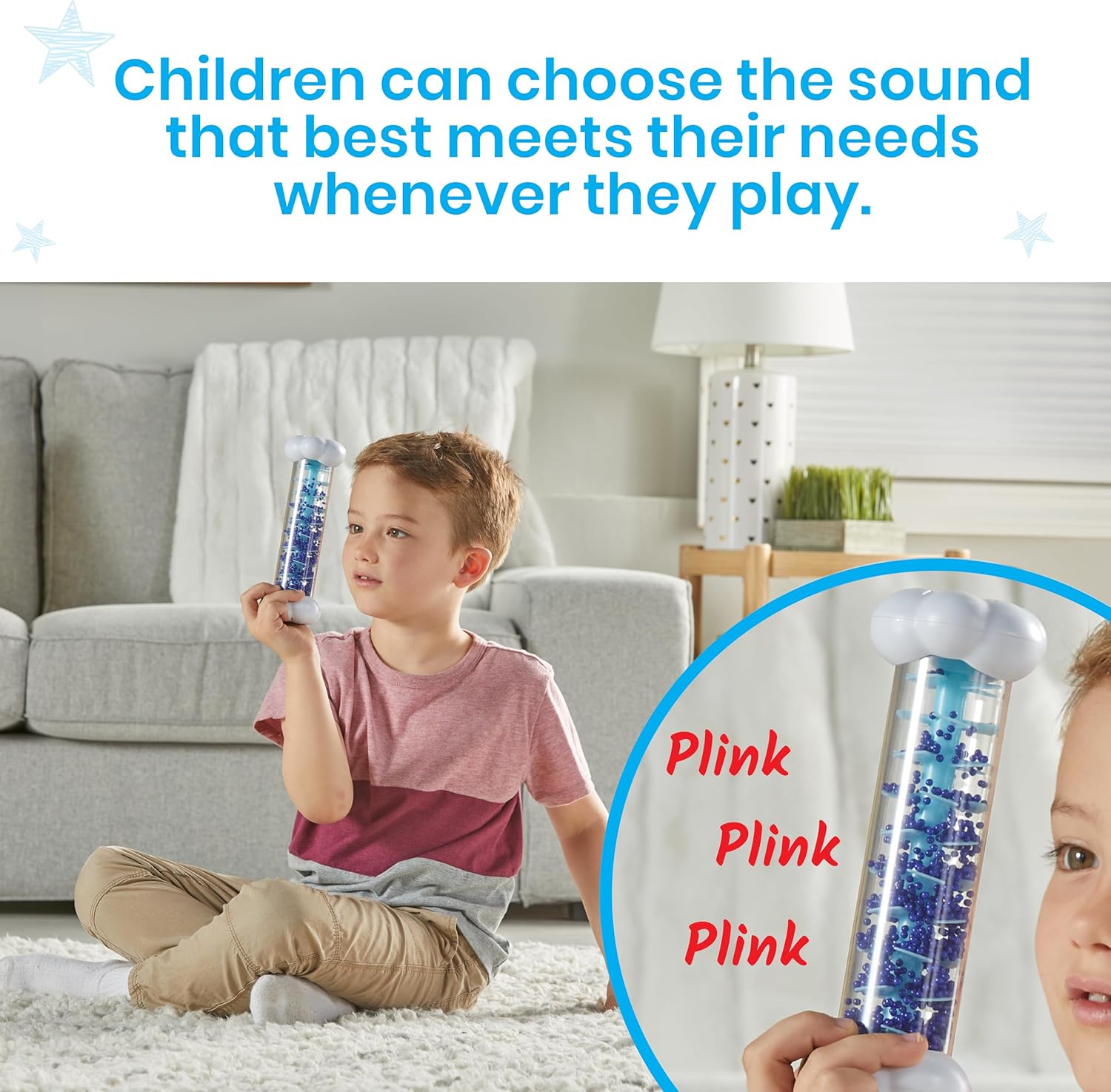 Learning Resources Sounds of Rain Sensory Tubes, Toys for 3 Year Old Boys and Girls, Calming Fidget, 3 Sounds, Snow, Rain and Thunderstorm
