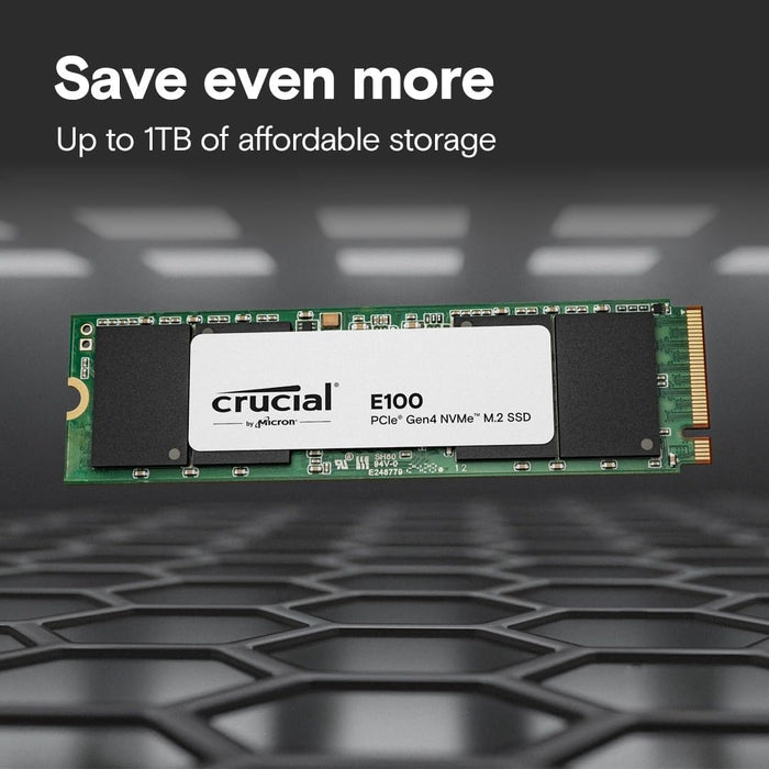 Crucial E100 SSD 480GB M.2 NVMe PCIe Gen4 Internal SSD, Up to 4,700MB/s, Laptop & Desktop Compatible - CT480E100SSD8