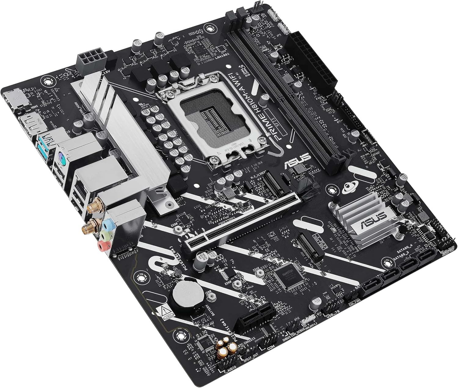 ASUS Prime H810M-A WiFi, Placa Base Intel mATX, 6+1+1+1 etapas de alimentación, Ranura DDR5, PCIe 4.0, 2 Ranuras M.2, WiFi 6E, Ethernet Intel 16 GB, DisplayPort, HDMI, USB-A 10 Gbps, USB-C 5 Gbps