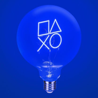 Paladone PlayStation Decorative LED Neon E27 Screw Bulb - Add to Any Edison Compatible Lamp, Officially Licensed Gaming Collectible Gift, for Bedrooms & Homes, Blue