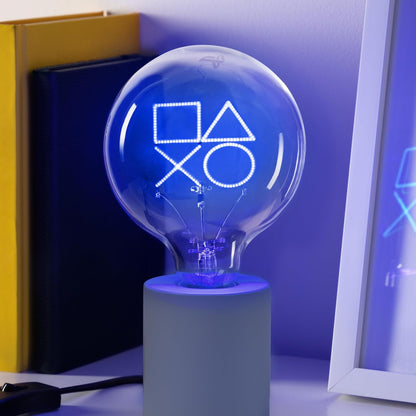 Paladone PlayStation Decorative LED Neon E27 Screw Bulb - Add to Any Edison Compatible Lamp, Officially Licensed Gaming Collectible Gift, for Bedrooms & Homes, Blue