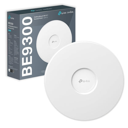 TP-Link EAP772 Point d'accès WiFi 7, Points d'accès sans Fil Gigabit BE9300 tri-Bandes, Prend en Charge PoE Passif, Montage Facile au Mur ou au Plafond, contrôleur Cloud Gratuit, Omada Mesh & IA