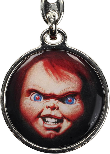 SD TOYS - Chucky round metal chucky key ring, multicoloured, S