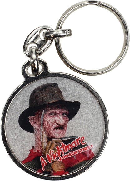 SD TOYS - Freddy round metal key ring nightmare on elm street, multicoloured, S