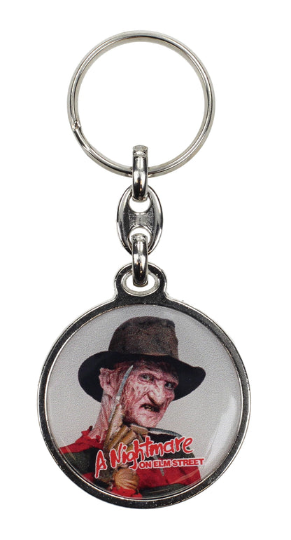 SD TOYS - Freddy round metal key ring nightmare on elm street, multicoloured, S