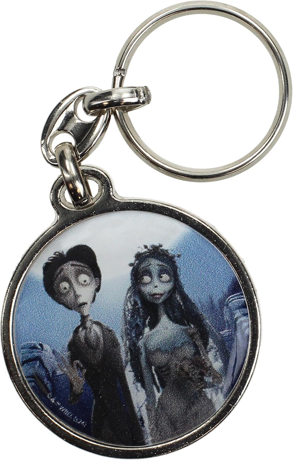 SD TOYS - Victor and Emily Round Metal The Bride Corpse Keychain, multicoloured, S