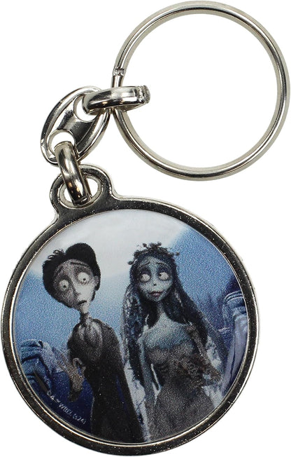 SD TOYS - Victor and Emily Round Metal The Bride Corpse Keychain, multicoloured, S