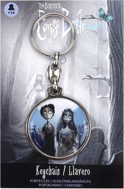 SD TOYS - Victor and Emily Round Metal The Bride Corpse Keychain, multicoloured, S