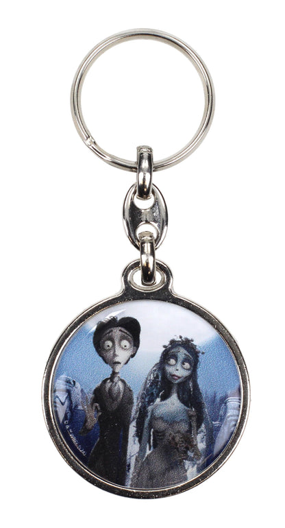 SD TOYS - Victor and Emily Round Metal The Bride Corpse Keychain, multicoloured, S