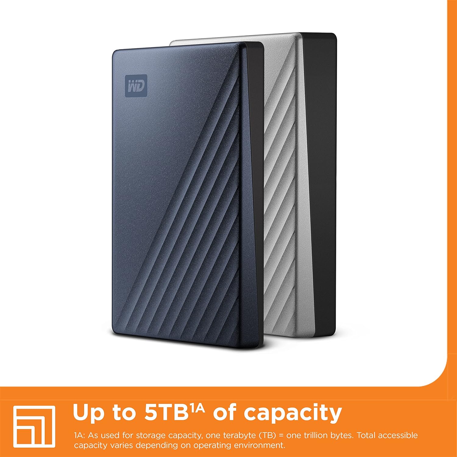 WD 6TB My Passport Ultra, portable external storage, external hard drive, software with defense against ransomware, backup and password protection, Works with PC, Xbox S|X, PS5, PS4, Midnight Blue