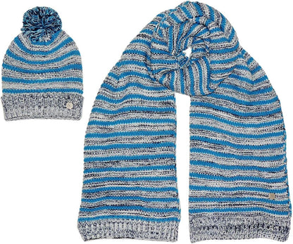 SSC Napoli Men's Winter Hat Set with Pom Poms + Matching Scarf Official Product for Men and Women Deluxe Quality