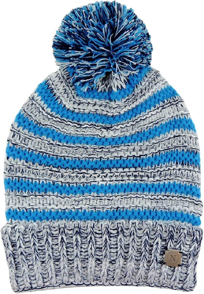 SSC Napoli Men's Winter Hat Set with Pom Poms + Matching Scarf Official Product for Men and Women Deluxe Quality