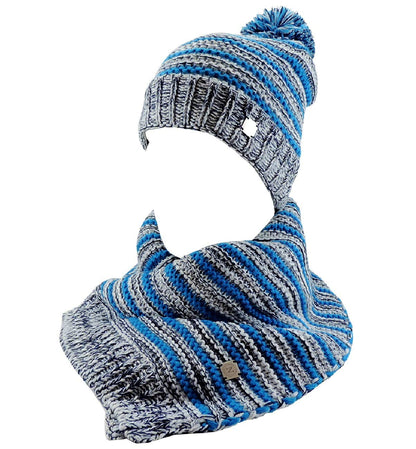 SSC Napoli Men's Winter Hat Set with Pom Poms + Matching Scarf Official Product for Men and Women Deluxe Quality