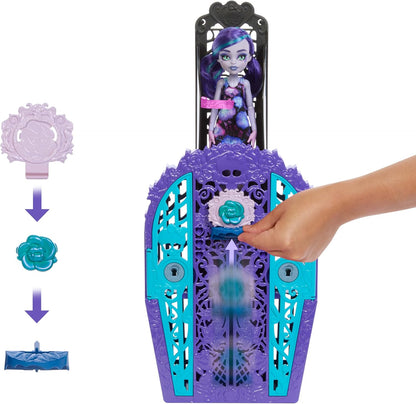 Monster High Skulltimate Secrets Doll and Accessories Set, Garden Mysteries Twyla with Reveal Closet & 19+ Tea Party Surprises like Doll Clothes, HYT74