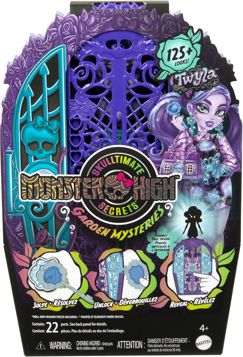 Monster High Skulltimate Secrets Doll and Accessories Set, Garden Mysteries Twyla with Reveal Closet & 19+ Tea Party Surprises like Doll Clothes, HYT74