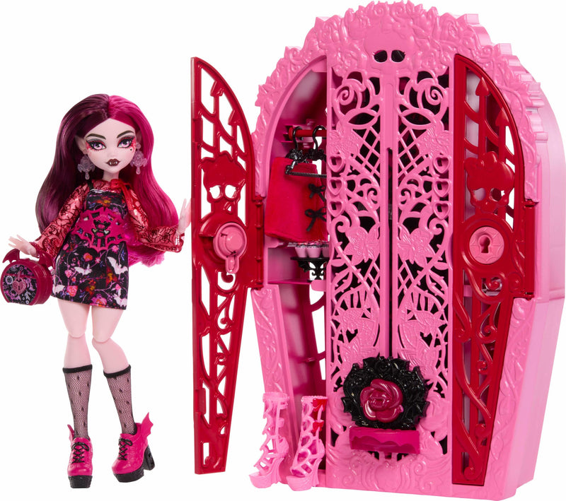 Monster High Skulltimate Secrets Doll and Accessories Set, Garden Mysteries Draculaura with Reveal Closet & 19+ Tea Party Surprises like Doll Clothes, HYT72