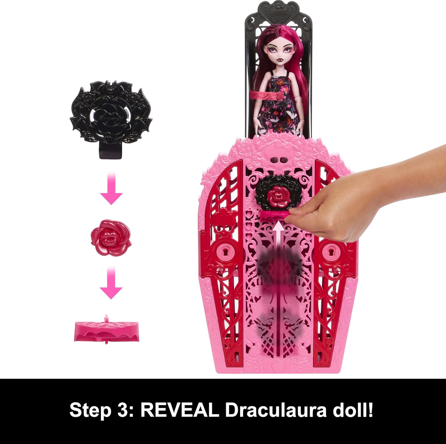 Monster High Skulltimate Secrets Doll and Accessories Set, Garden Mysteries Draculaura with Reveal Closet & 19+ Tea Party Surprises like Doll Clothes, HYT72