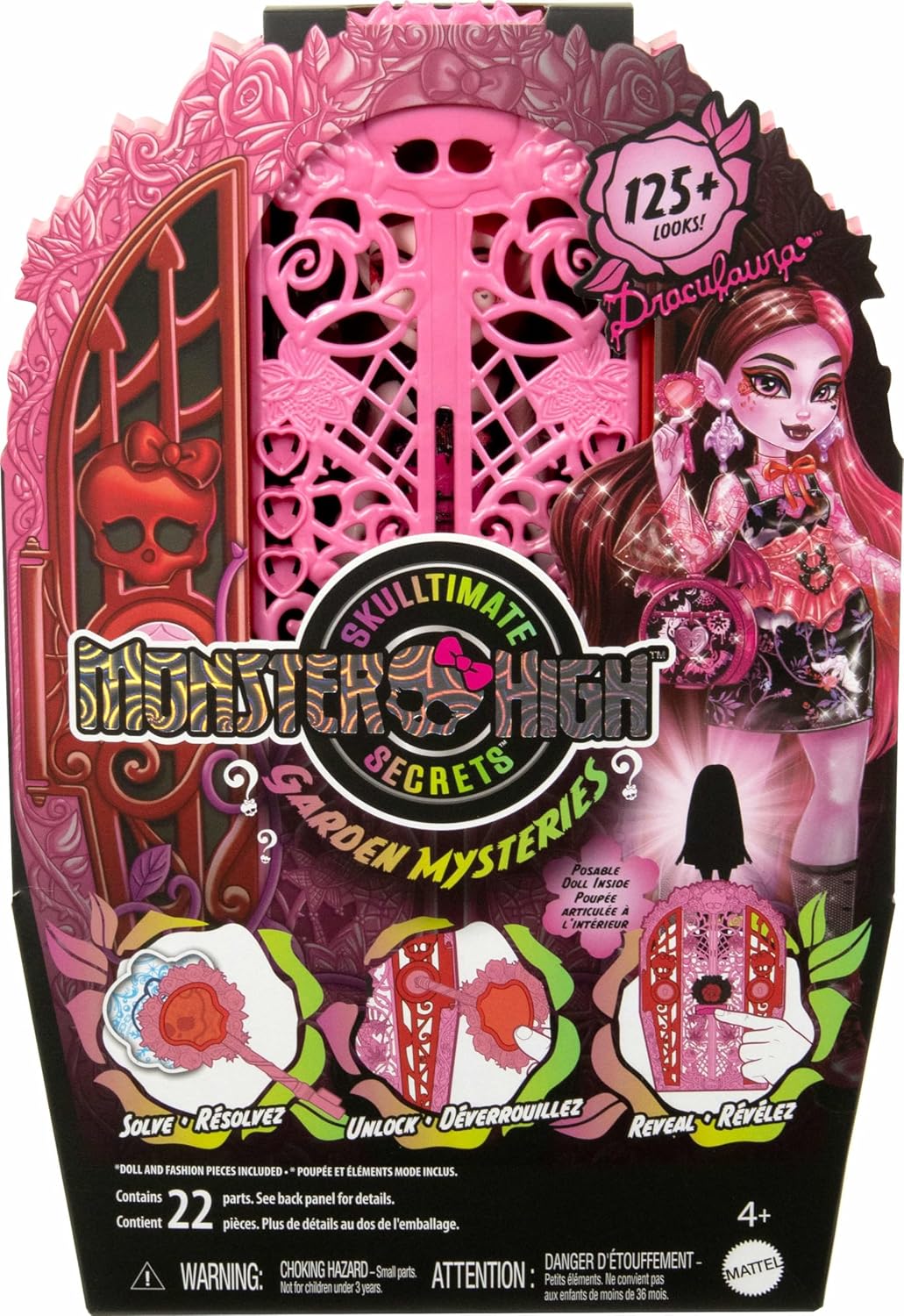 Monster High Skulltimate Secrets Doll and Accessories Set, Garden Mysteries Draculaura with Reveal Closet & 19+ Tea Party Surprises like Doll Clothes, HYT72