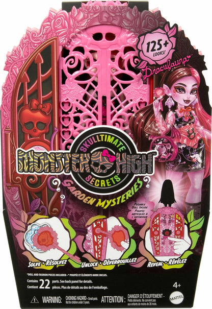 Monster High Skulltimate Secrets Doll and Accessories Set, Garden Mysteries Draculaura with Reveal Closet & 19+ Tea Party Surprises like Doll Clothes, HYT72