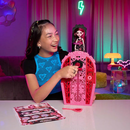 Monster High Skulltimate Secrets Doll and Accessories Set, Garden Mysteries Draculaura with Reveal Closet & 19+ Tea Party Surprises like Doll Clothes, HYT72