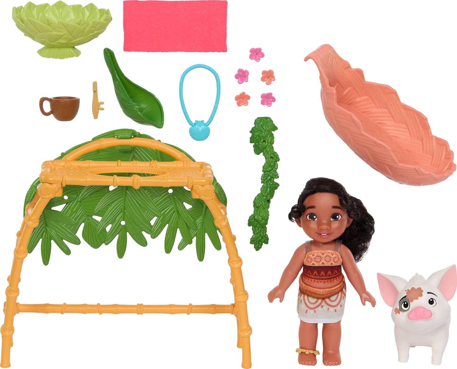 Mattel Disney Moana 2 Simea & Pua Bathtime Fun Playset with Fashion Doll, Animal Friend, Tub & 10+ Accessories, Toys Inspired by The Movie