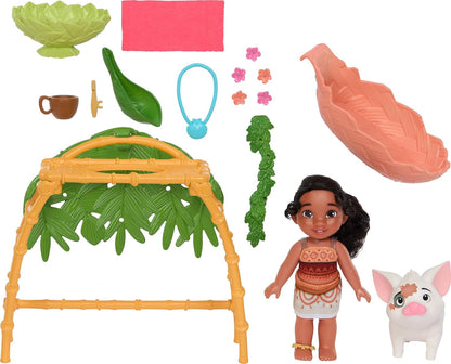 Mattel Disney Moana 2 Simea & Pua Bathtime Fun Playset with Fashion Doll, Animal Friend, Tub & 10+ Accessories, Toys Inspired by The Movie