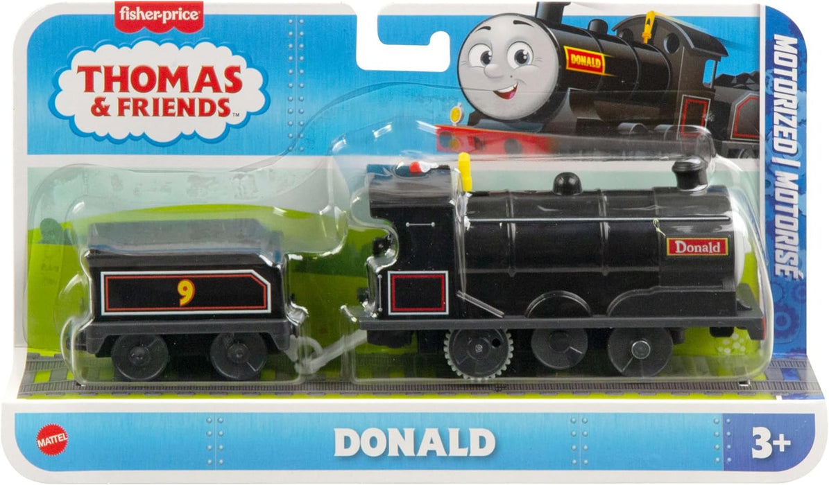 Thomas & Friends Motorized Toy Train Donald Battery-Powered Engine with Cargo Car for Preschool Kids Ages 3+ years, JBW21