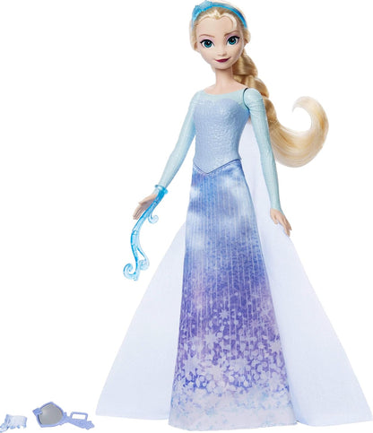 Mattel Disney Frozen Spin & Reveal Elsa Conjunto de muñeca de moda, con 11 sorpresas, incluidos 5 accesorios, 5 pegatinas y una escena de juego, inspirado en la película de Disney, JBG59