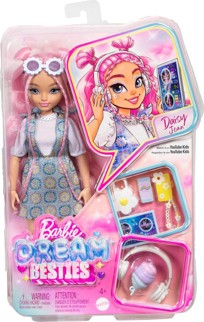 Barbie Dream Besties Doll and Accessories, Daisy Jean Posable Fashion Doll with Removable Fashions & Wavy Pink Hair, 9 DJ & Music Themed Pieces, JDD74